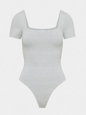 Aritzia Casual Contour Squareneck Bodysuit Heather Chrome S NWT
